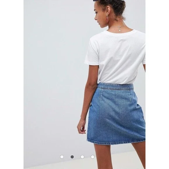 Asos Denim Wrap Skirt Women Blue Jean Size 4 - Picture 7 of 9